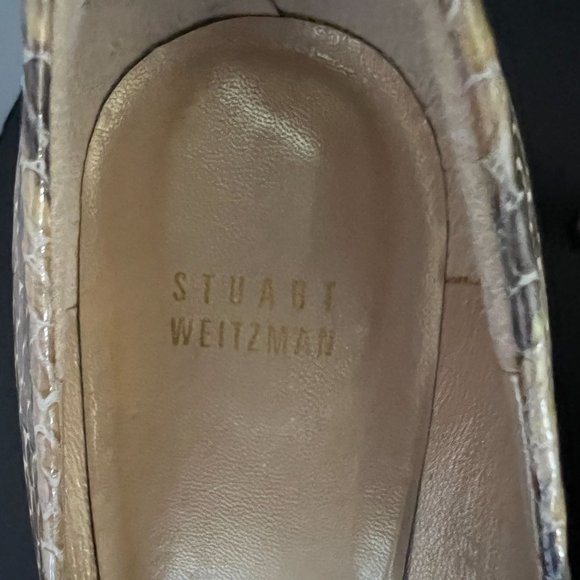 Stuart Weitzman Logo Plainfield Leather Snakeskin Peep-Toe Pump 9 Medium - Picture 12 of 16